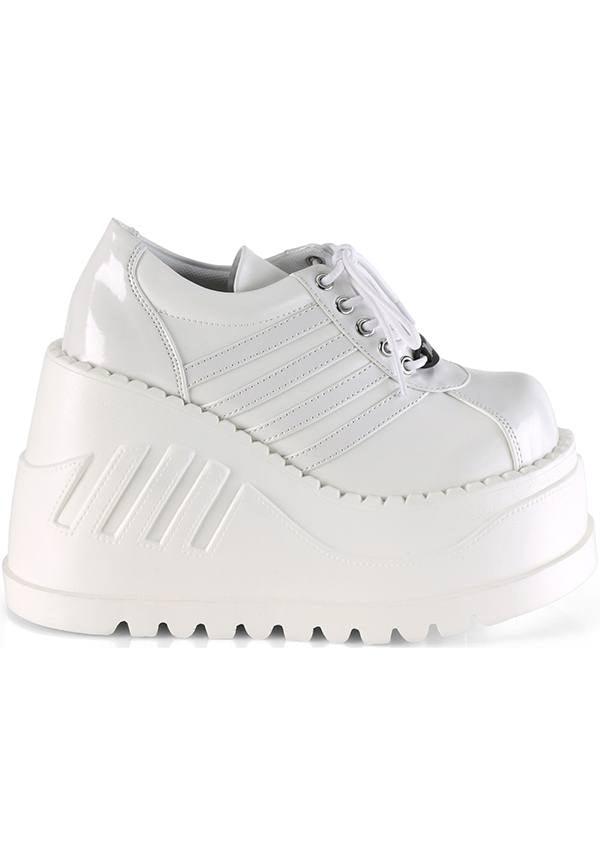 STOMP-08 [White] | PLATFORMS [PREORDER] - Beserk - all, boots, boots [preorder], clickfrenzy15-2023, demonia, demonia shoes, discountapp, fp, labelpreorder, labelvegan, ladies, nov18, platforms, platforms [preorder], ppo, preorder, shoes, vegan, white