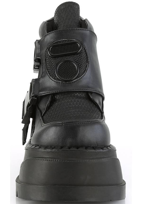 STOMP-15 [Black] | PLATFORMS [PREORDER] - Beserk - all, ankle boots, black, boot, boots, boots [preorder], clickfrenzy15-2023, cyber, demonia, demonia shoes, discountapp, fp, goth, gothic, labelpreorder, labelvegan, nov18, platforms, platforms [preorder], pleaserimageupdated, ppo, preorder, shoes, techwear, vegan