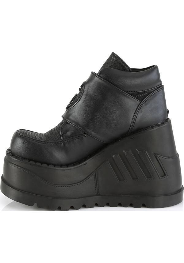 STOMP-15 [Black] | PLATFORMS [PREORDER] - Beserk - all, ankle boots, black, boot, boots, boots [preorder], clickfrenzy15-2023, cyber, demonia, demonia shoes, discountapp, fp, goth, gothic, labelpreorder, labelvegan, nov18, platforms, platforms [preorder], pleaserimageupdated, ppo, preorder, shoes, techwear, vegan