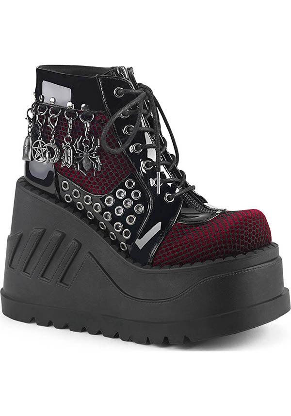 Demonia STOMP 18 Black Pat Burgundy Beserk Australia
