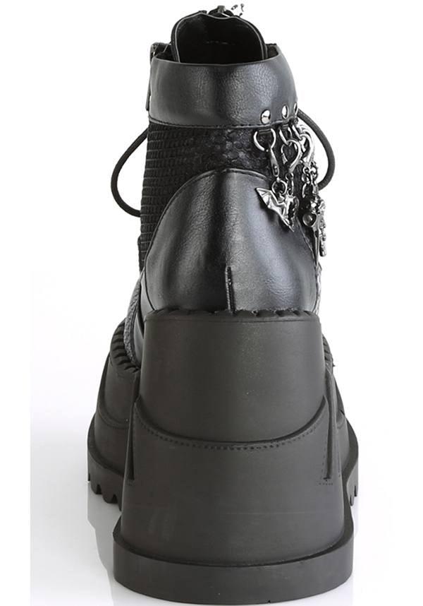 STOMP-18 [Black] | PLATFORM BOOTS [PREORDER] - Beserk - all, apr18, black, boots, boots [preorder], charms, clickfrenzy15-2023, demonia, demonia shoes, discountapp, fp, grey, labelpreorder, labelvegan, pentagram, platform boots, platforms, platforms [preorder], pleaserimageupdated, ppo, preorder, shoes, skull, spider, vegan