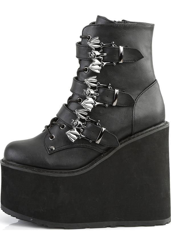 SWING-103 [Black] | PLATFORM BOOTS [PREORDER] - Beserk - all, bats, black, boots, boots [preorder], clickfrenzy15-2023, demonia, demonia shoes, discountapp, fp, labelpreorder, labelvegan, platforms, platforms [preorder], pleaserimageupdated, ppo, preorder, shoes, vegan, wedge, wedges
