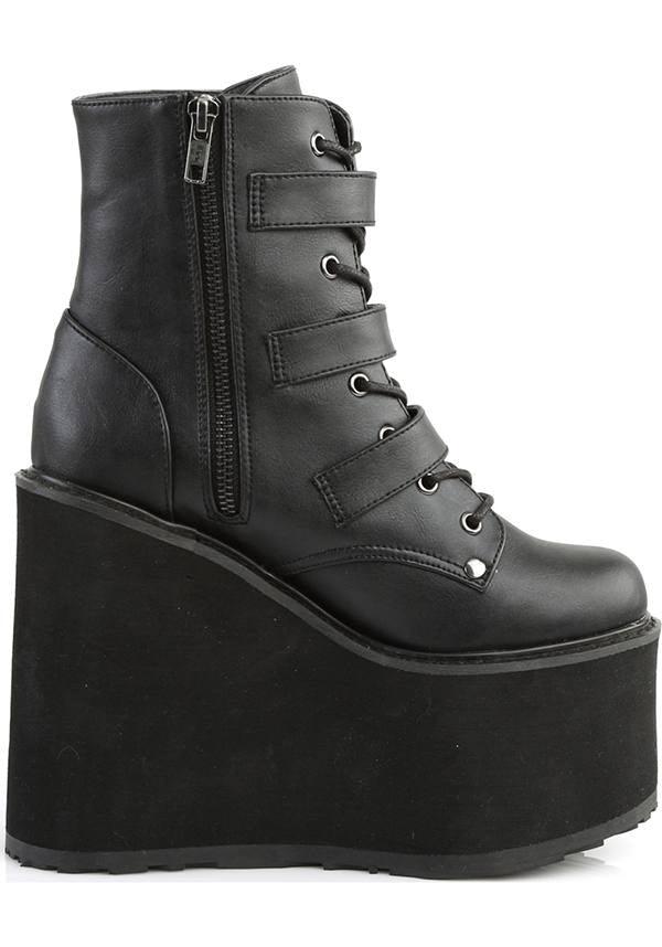 SWING-103 [Black] | PLATFORM BOOTS [PREORDER] - Beserk - all, bats, black, boots, boots [preorder], clickfrenzy15-2023, demonia, demonia shoes, discountapp, fp, labelpreorder, labelvegan, platforms, platforms [preorder], pleaserimageupdated, ppo, preorder, shoes, vegan, wedge, wedges