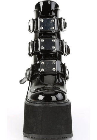 SWING-105 [Black Patent] | PLATFORM BOOTS [PREORDER] - Beserk - all, ankle boots, black, boot, boots, boots [preorder], clickfrenzy15-2023, demonia, demonia shoes, discountapp, feb18, fp, goth, gothic, halloween, harajuku, labelpreorder, labelvegan, platform, platforms, platforms [preorder], pleaserimageupdated, ppo, preorder, punk, shiny, shoes, techwear, vegan