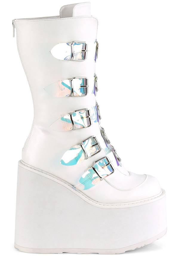 SWING-230 | White Vegan Leather [PREORDER] - Beserk - all, boots, boots [preorder], clickfrenzy15-2023, demonia, demonia shoes, discountapp, fp, jan19, kawaii, labelpreorder, labelvegan, ladies, pastel goth, platforms, platforms [preorder], pleaserimageupdated, ppo, preorder, shoes, vegan, white