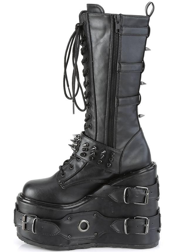 SWING-327 [Black] | PLATFORM BOOTS [PREORDER] - Beserk - all, black, boots, boots [preorder], clickfrenzy15-2023, dec18, demonia, demonia shoes, discountapp, fp, labelpreorder, labelvegan, platforms, platforms [preorder], pleaserimageupdated, ppo, preorder, shoes, techwear, vegan