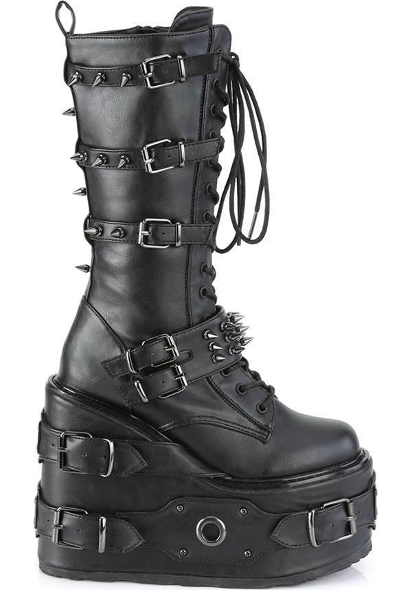 SWING-327 [Black] | PLATFORM BOOTS [PREORDER] - Beserk - all, black, boots, boots [preorder], clickfrenzy15-2023, dec18, demonia, demonia shoes, discountapp, fp, labelpreorder, labelvegan, platforms, platforms [preorder], pleaserimageupdated, ppo, preorder, shoes, techwear, vegan