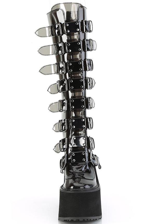 SWING-815C [Smoke TPU] | PLATFORM BOOTS [PREORDER] - Beserk - all, black, boots, boots [preorder], clickfrenzy15-2023, demonia, demonia shoes, discountapp, fp, googleshopping, goth, gothic, knee high boots, labelpreorder, labelvegan, long boots, platform boots, platforms, platforms [preorder], ppo, preorder, shoes, vegan