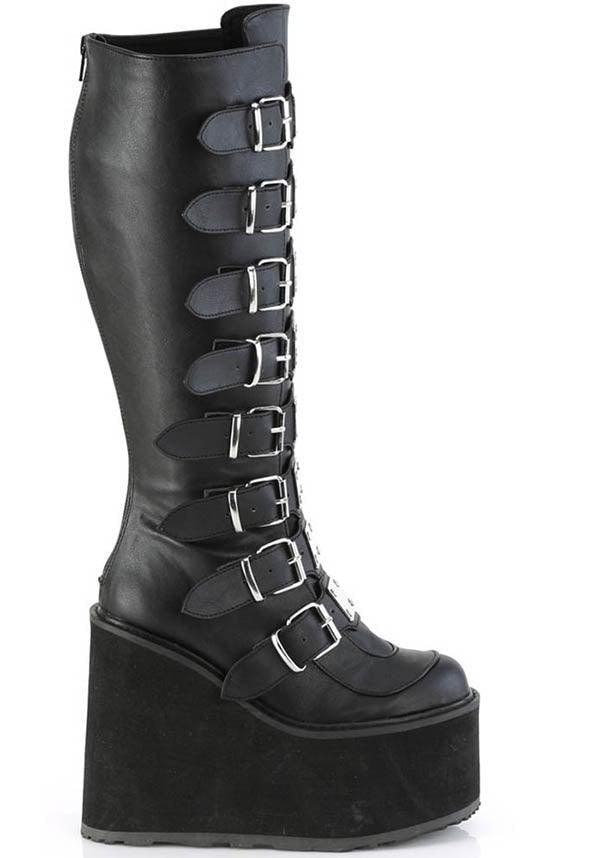 Demonia Black Wide Thigh High Boots Demonia Shoes SWING-815WC