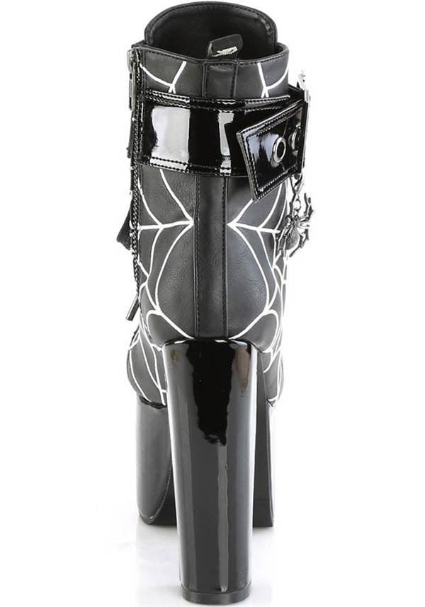 TORMENT-51 [Black] | PLATFORM BOOTS [PREORDER] - Beserk - all, all ladies, black, boots, boots [preorder], clickfrenzy15-2023, demonia, demonia shoes, discountapp, fp, goth, gothic, heels, heels [preorder], labelpreorder, labelvegan, ladies, platform, platform boots, platform heels, platforms, platforms [preorder], ppo, preorder, shoes, spider web, spiderweb, vegan, web, webs