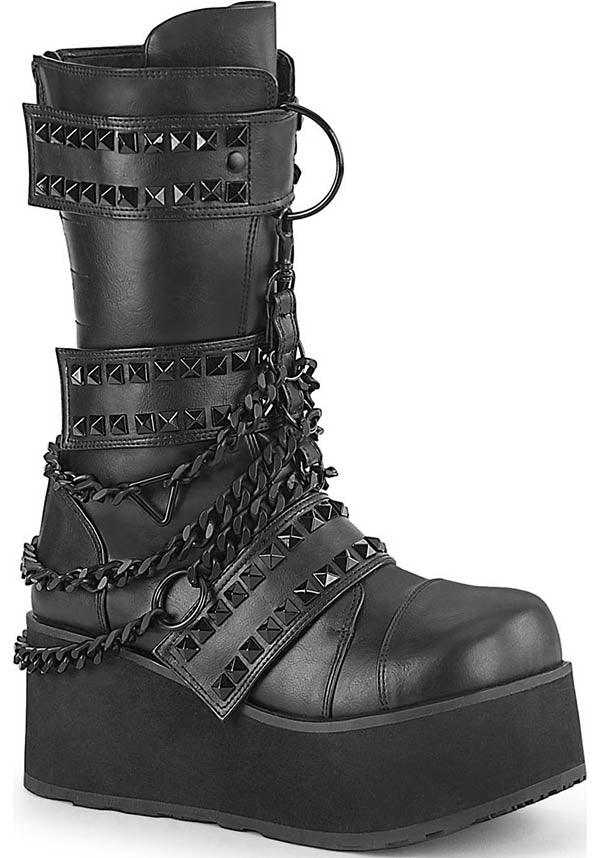 TRASHVILLE-138 [Black] | PLATFORM BOOTS [PREORDER] - Beserk - all, black, boot, boots, boots [preorder], clickfrenzy15-2023, demonia, demonia shoes, discountapp, fp, goth, gothic, grunge, halloween, labelpreorder, labelvegan, matte, men, mens shoes, mid calf boots, platform, platforms, platforms [preorder], ppo, preorder, punk, shoes, techwear, vegan