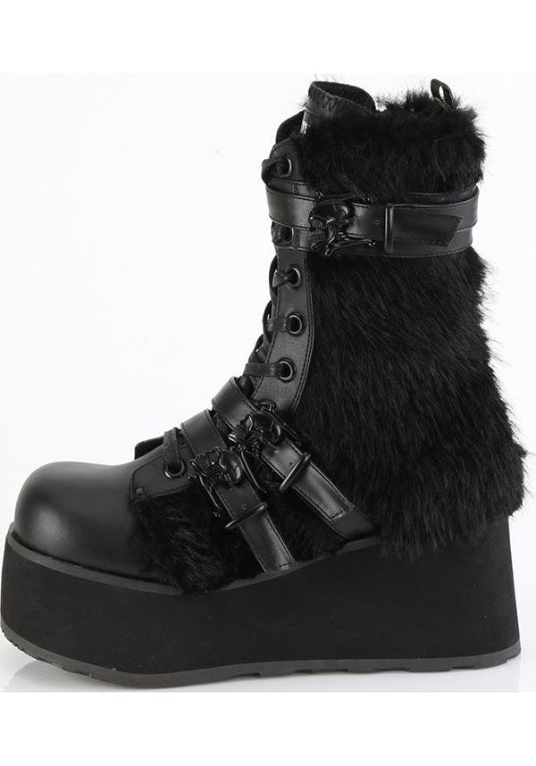 TRASHVILLE-218 [Black] | BOOTS [PREORDER] - Beserk - all, black, boot, boots, boots [preorder], buckle, buckles, clickfrenzy15-2023, combat boots, dec22, demonia, demonia shoes, discountapp, fluffy, fp, fur, furry, googleshopping, labelpreorder, labelvegan, lace up, ladies shoes, mens shoes, platform, platform boots, platforms, platforms [preorder], ppo, preorder, shoe, shoes, skull, skulls, vegan