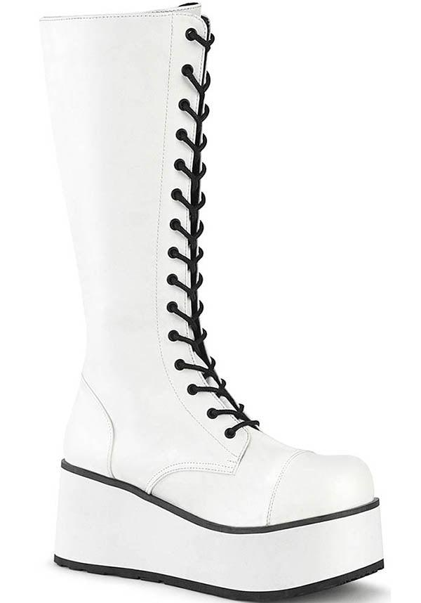 TRASHVILLE-502 [White] | PLATFORM BOOTS [PREORDER] - Beserk - all, boot, boots, boots [preorder], clickfrenzy15-2023, demonia, demonia shoes, discountapp, fp, goth, gothic, jun21, knee high boots, labelpreorder, labelvegan, men, mens shoes, platform, platforms, platforms [preorder], ppo, preorder, punk, shoes, vegan, white