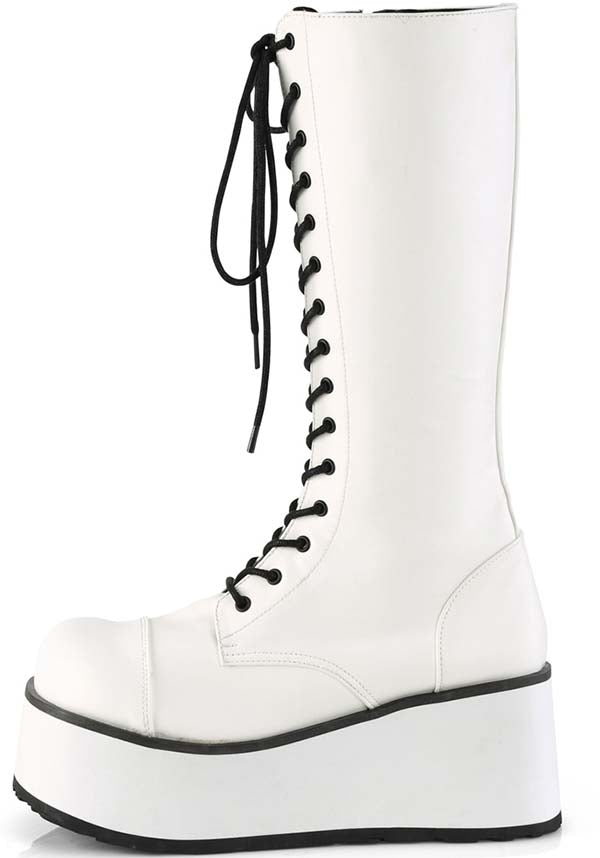 Demonia Shoes - TRASHVILLE-502 White Platform Boots - Buy Online Australia