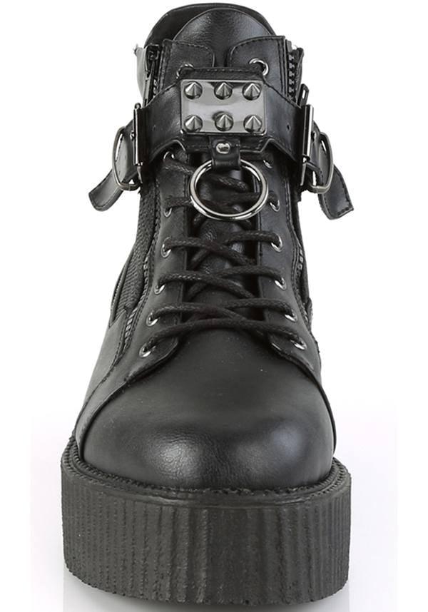 V-CREEPER-566 | Black Vegan Leather [PREORDER] - Beserk - all, apr18, black, boots, boots [preorder], clickfrenzy15-2023, demonia, demonia shoes, discountapp, flats, flats [preorder], fp, labelpreorder, labelvegan, pleaserimageupdated, ppo, preorder, shoes, vegan