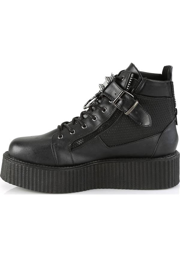 V-CREEPER-566 | Black Vegan Leather [PREORDER] - Beserk - all, apr18, black, boots, boots [preorder], clickfrenzy15-2023, demonia, demonia shoes, discountapp, flats, flats [preorder], fp, labelpreorder, labelvegan, pleaserimageupdated, ppo, preorder, shoes, vegan