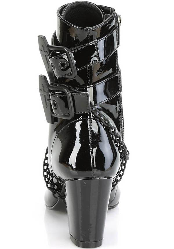 VIVIKA-128 [Black Patent] | BOOTS [PREORDER] - Beserk - all, ankle boots, black, boot, boots, boots [preorder], clickfrenzy15-2023, coffin, coffin shape, demonia, demonia shoes, discountapp, fp, goth, gothic, heel, heels, heels [preorder], labelpreorder, labelvegan, pleaserimageupdated, ppo, preorder, shiny, shoes, vegan