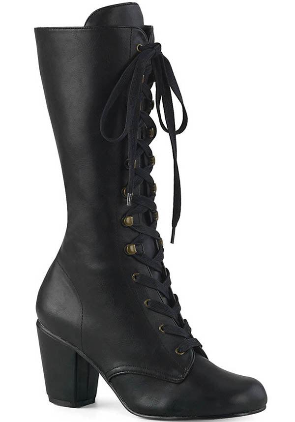 VIVIKA-205 [Black] | BOOTS [PREORDER] - Beserk - 01062020, all, black, boots, boots [preorder], clickfrenzy15-2023, demonia, discountapp, fp, labelpreorder, labelvegan, may19, medieval, platforms [preorder], pleaserimageupdated, ppo, preorder, renaissance, shoes, steampunk, vegan