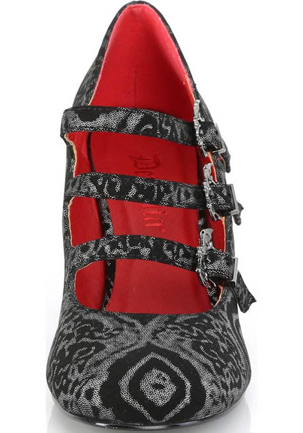 VIVIKA-38 [Black/Silver] | HEELS [PREORDER] - Beserk - all, bat, bats, black, clickfrenzy15-2023, demonia, demonia shoes, discountapp, fp, goth, gothic, heels, heels [preorder], labelpreorder, labelvegan, ladies, mary jane, ppo, preorder, shoes, vegan