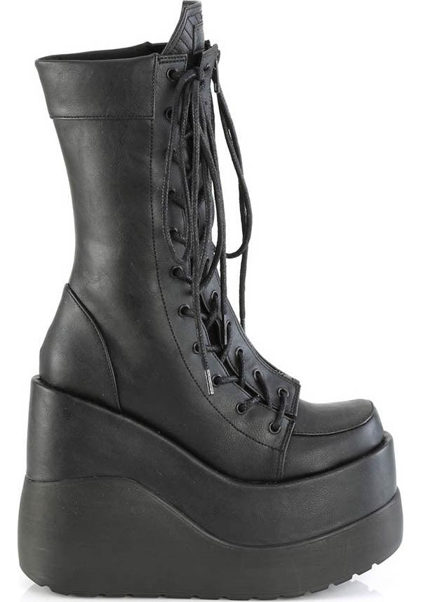 VOID-118 [Black] | PLATFORM BOOTS [PREORDER] - Beserk - all, all ladies, black, boots, boots [preorder], clickfrenzy15-2023, demonia, demonia shoes, discountapp, fp, goth, gothic, labelpreorder, labelvegan, ladies, long boots, mid calf boots, platform, platform boots, platforms, platforms [preorder], ppo, preorder, shoes, vegan