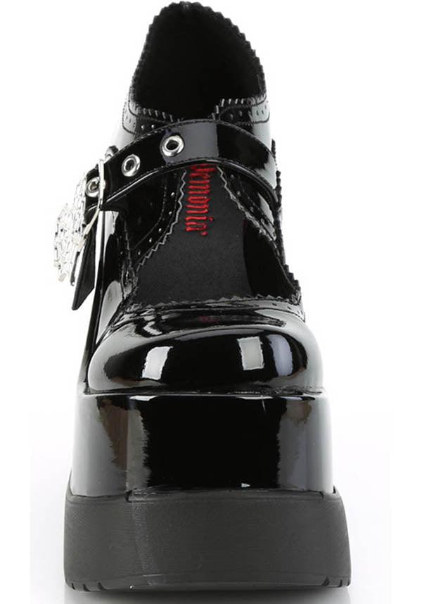 VOID-38 [Black Patent] | PLATFORMS [PREORDER] - Beserk - all, all ladies, black, clickfrenzy15-2023, demonia, demonia shoes, discountapp, fp, goth, gothic, labelpreorder, labelvegan, ladies, patent, platforms, platforms [preorder], ppo, preorder, shoes, spiderweb, spiderwebs, vegan, web, webs