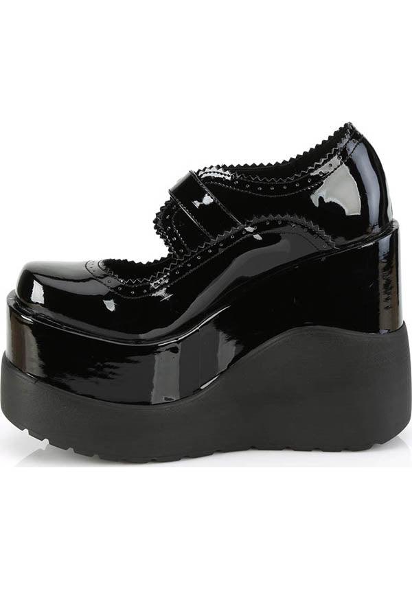 VOID-38 [Black Patent] | PLATFORMS [PREORDER] - Beserk - all, all ladies, black, clickfrenzy15-2023, demonia, demonia shoes, discountapp, fp, goth, gothic, labelpreorder, labelvegan, ladies, patent, platforms, platforms [preorder], ppo, preorder, shoes, spiderweb, spiderwebs, vegan, web, webs