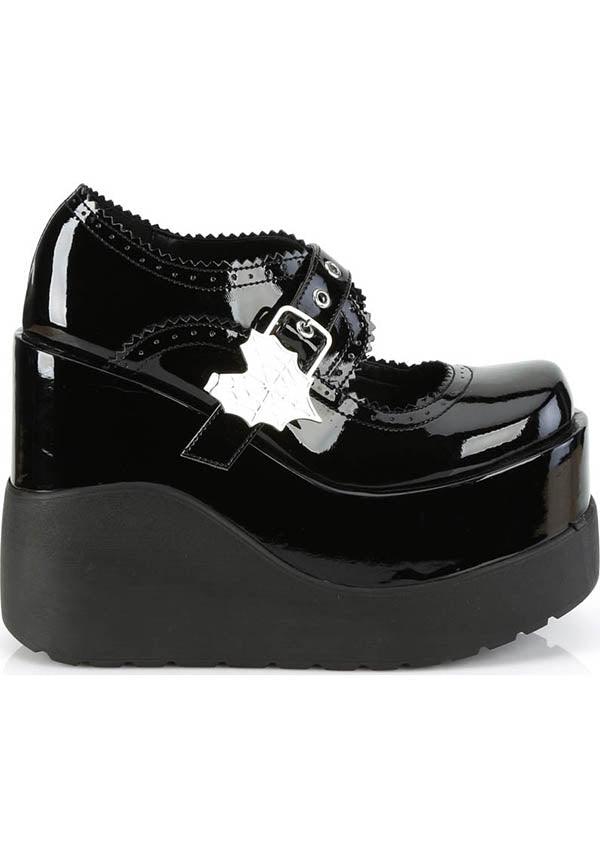 VOID-38 [Black Patent] | PLATFORMS [PREORDER] - Beserk - all, all ladies, black, clickfrenzy15-2023, demonia, demonia shoes, discountapp, fp, goth, gothic, labelpreorder, labelvegan, ladies, patent, platforms, platforms [preorder], ppo, preorder, shoes, spiderweb, spiderwebs, vegan, web, webs
