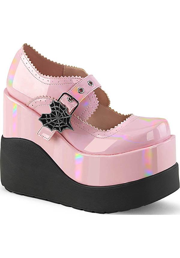 VOID-38 [Pink Holo Patent] | PLATFORMS [PREORDER] - Beserk - all, baby pink, clickfrenzy15-2023, colour:pink, demonia, demonia shoes, discountapp, fp, holo, holographic, labelpreorder, light pink, pastel pink, pink, platforms, platforms [preorder], ppo, preorder, shoes