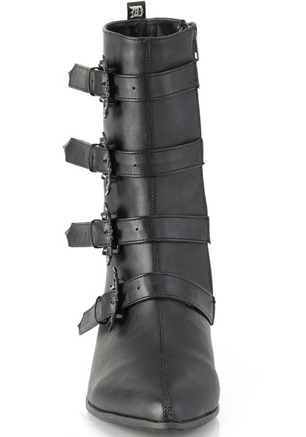 WARLOCK-110-B [Black] | BOOTS [PREORDER] - Beserk - all, bat, bats, black, boots, boots [preorder], clickfrenzy15-2023, demonia, demonia shoes, discountapp, formal, formal wear, fp, goth, gothic, labelpreorder, labelvegan, mens shoes, point, pointed, pointed toe, pointy, ppo, preorder, shoes, vegan