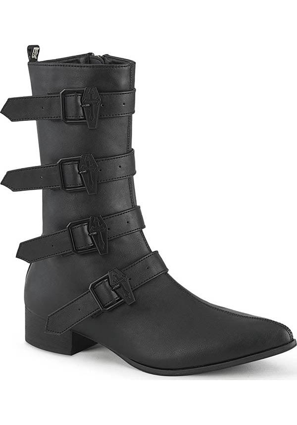 WARLOCK-110-C [Black] | BOOTS [PREORDER] - Beserk - all, all ladies, black, boots, boots [preorder], clickfrenzy15-2023, coffin, demonia, demonia shoes, discountapp, fp, goth, gothic, labelpreorder, labelvegan, ladies, mens shoes, ppo, preorder, shoes, vegan