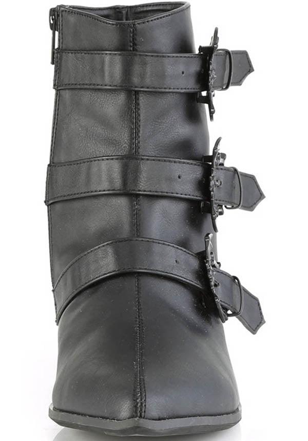 WARLOCK-50-B [Black] | BOOTS [PREORDER] - Beserk - all, bat, bats, black, boots, boots [preorder], clickfrenzy15-2023, demonia, demonia shoes, discountapp, formal, formal wear, fp, goth, gothic, labelpreorder, labelvegan, point, pointed, pointed toe, pointy, ppo, preorder, shoes, vegan