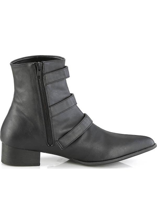 WARLOCK-50-B [Black] | BOOTS [PREORDER] - Beserk - all, bat, bats, black, boots, boots [preorder], clickfrenzy15-2023, demonia, demonia shoes, discountapp, formal, formal wear, fp, goth, gothic, labelpreorder, labelvegan, point, pointed, pointed toe, pointy, ppo, preorder, shoes, vegan