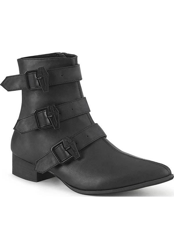 WARLOCK-50-C [Black] | BOOTS [PREORDER] - Beserk - all, black, boots, boots [preorder], clickfrenzy15-2023, coffin, demonia, demonia shoes, discountapp, formal, formal wear, fp, goth, gothic, labelpreorder, labelvegan, mens shoes, ppo, preorder, shoes, vegan