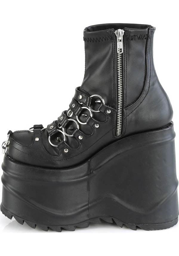 WAVE-110 [Black] | PLATFORM BOOTS [PREORDER] - Beserk - all, all ladies, ankle boots, black, boots, boots [preorder], clickfrenzy15-2023, demonia, demonia shoes, discountapp, fp, goth, gothic, labelpreorder, labelvegan, ladies, platforms, platforms [preorder], ppo, preorder, shoes, vegan