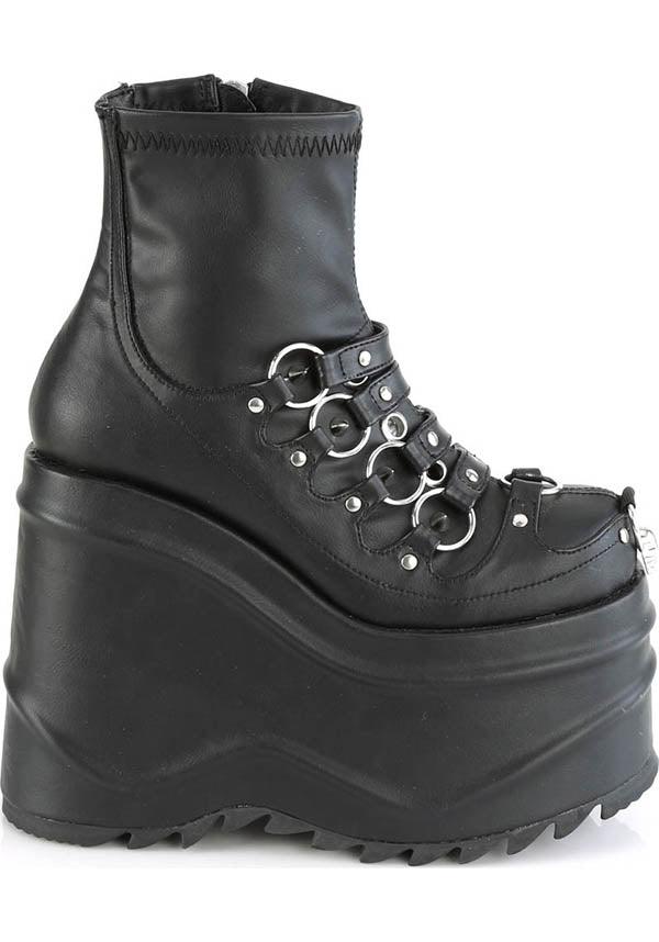 WAVE-110 [Black] | PLATFORM BOOTS [PREORDER] - Beserk - all, all ladies, ankle boots, black, boots, boots [preorder], clickfrenzy15-2023, demonia, demonia shoes, discountapp, fp, goth, gothic, labelpreorder, labelvegan, ladies, platforms, platforms [preorder], ppo, preorder, shoes, vegan