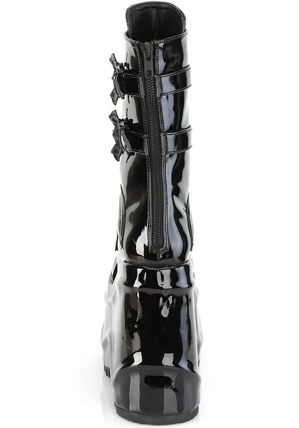 WAVE-150 [Black Patent] | PLATFORM BOOTS [PREORDER] - Beserk - all, bat, bats, batwing, black, boot, boots, boots [preorder], clickfrenzy15-2023, discountapp, fp, goth, gothic, halloween, labelpreorder, labelvegan, platform, platforms, platforms [preorder], pleaserimageupdated, ppo, preorder, pricematched, shiny, shoes, vegan