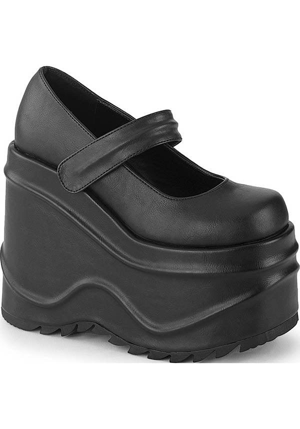 WAVE-32 [Black] | PLATFORMS [PREORDER] - Beserk - all, black, clickfrenzy15-2023, demonia, demonia shoes, discountapp, fp, goth, gothic, harajuku, labelpreorder, labelvegan, lolita, mary jane, mary janes, platform, platforms, platforms [preorder], ppo, preorder, shoes, vegan
