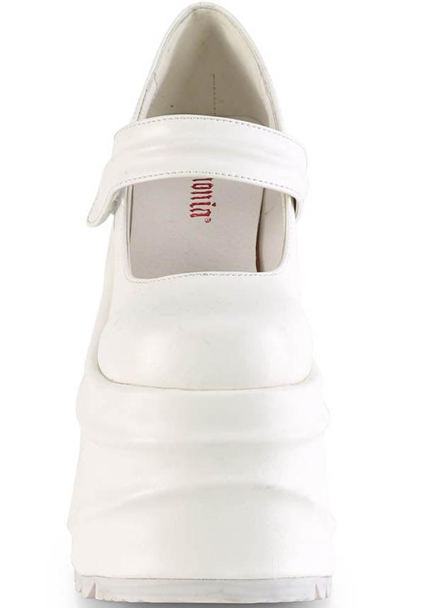 WAVE-32 [White] | PLATFORMS [PREORDER] - Beserk - all, clickfrenzy15-2023, demonia, demonia shoes, discountapp, fp, harajuku, labelpreorder, labelvegan, lolita, mary jane, mary janes, platform, platforms, platforms [preorder], pleaserimageupdated, ppo, preorder, pricematched, shoes, vegan, white