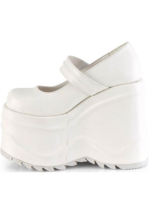WAVE-32 [White] | PLATFORMS [PREORDER] - Beserk - all, clickfrenzy15-2023, demonia, demonia shoes, discountapp, fp, harajuku, labelpreorder, labelvegan, lolita, mary jane, mary janes, platform, platforms, platforms [preorder], pleaserimageupdated, ppo, preorder, pricematched, shoes, vegan, white