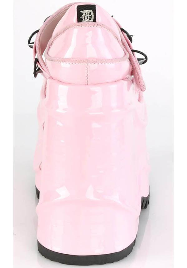 WAVE-48 [Pink Holo] | PLATFORMS [PREORDER] - Beserk - all, baby pink, clickfrenzy15-2023, colour:pink, demonia, demonia shoes, discountapp, fp, harajuku, holo, hologram, holographic, kawaii, labelpreorder, labelvegan, light pink, lolita, mary jane, mary janes, pastel, pastel goth, pastel pink, pink, platform, platforms, platforms [preorder], ppo, preorder, shoes, vegan