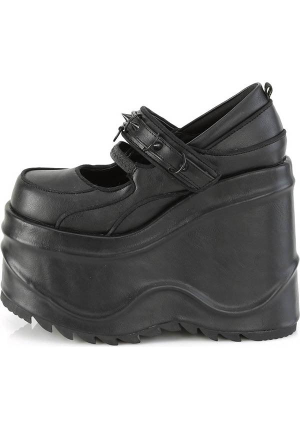 WAVE-48 [Black] | PLATFORMS [PREORDER] - Beserk - all, black, clickfrenzy15-2023, demonia, demonia shoes, discountapp, fp, goth, gothic, grunge, labelpreorder, labelvegan, mary janes, platform, platforms, platforms [preorder], pleaserimageupdated, ppo, preorder, punk, shoes, vegan
