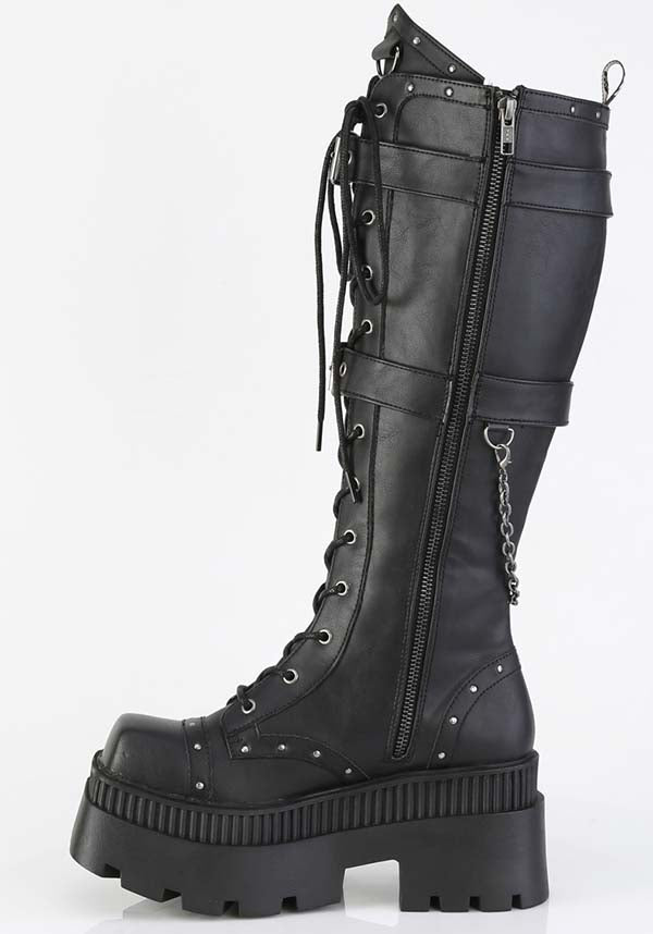 Demonia Wrath-205 Black Platform Boots - Australia