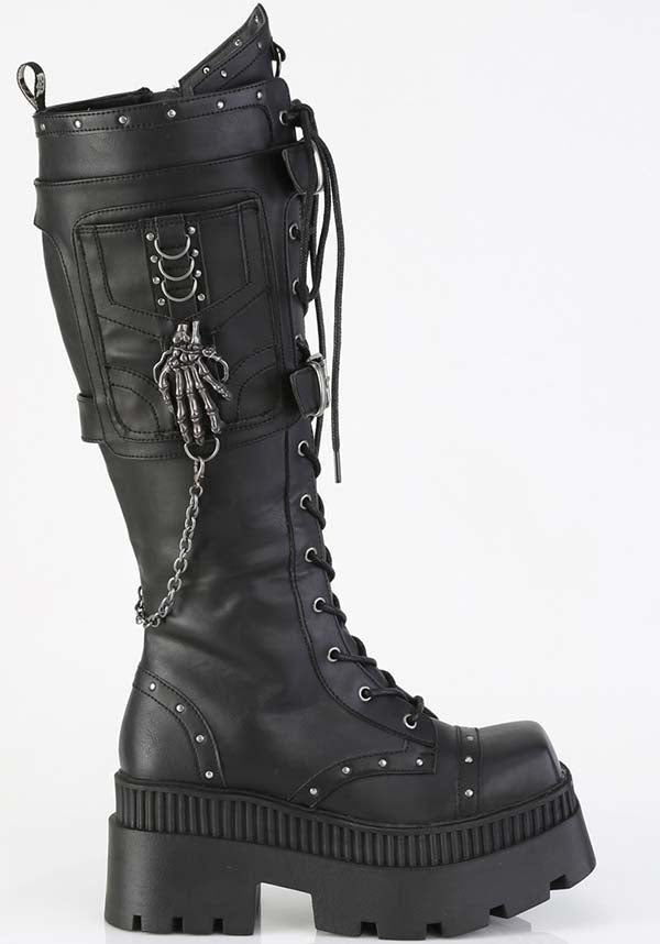 【未使用品】Demonia WRATH-205 ブラック コンバットブーツ Demonia Wrath-205 Black Platform Boots - Australia