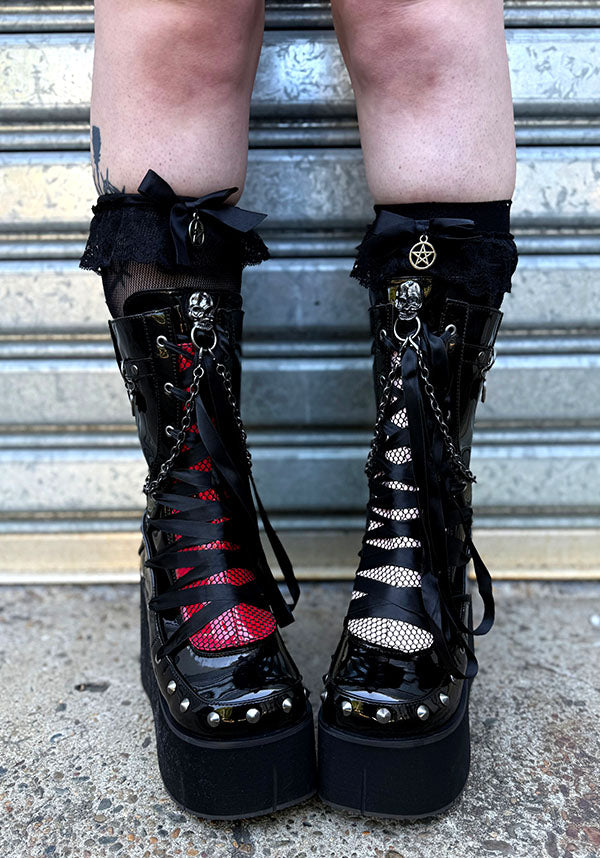Black Kera 13 Demonia KERA-121 [Black Patent] PLATFORM BOOTS