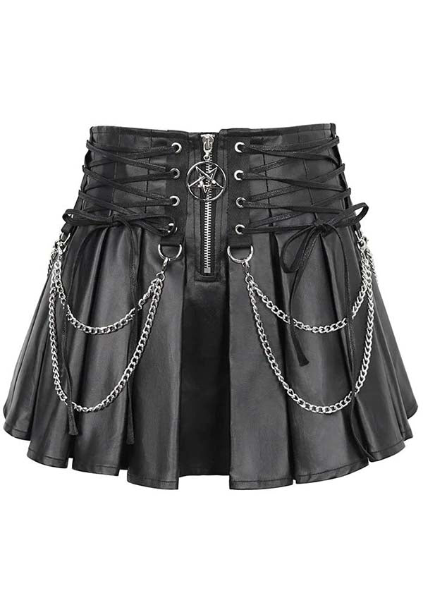 All Tied Up | FAUX LEATHER CHAIN SKIRT