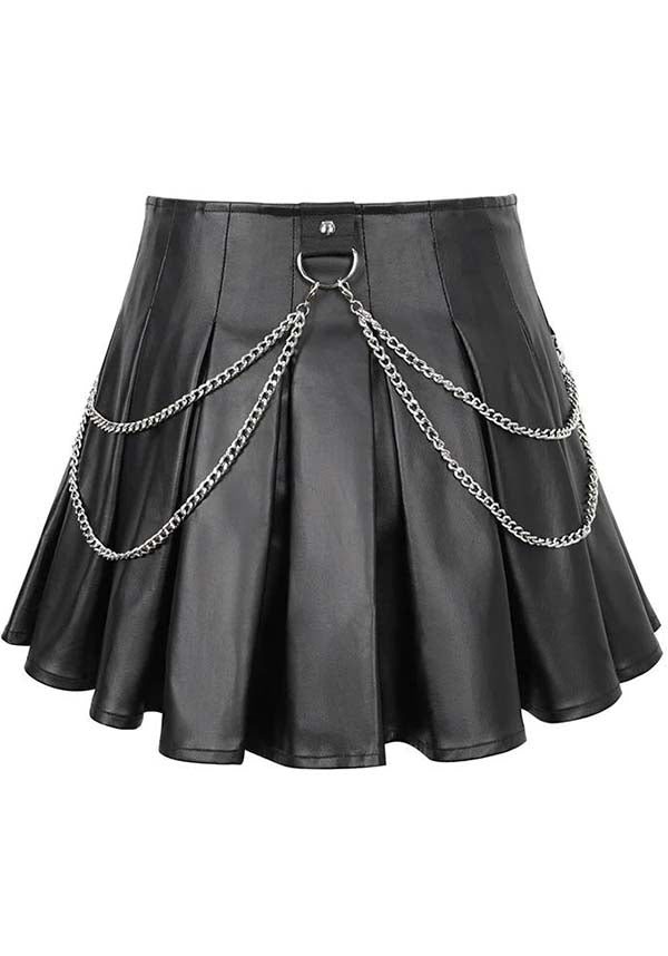 All Tied Up | FAUX LEATHER CHAIN SKIRT