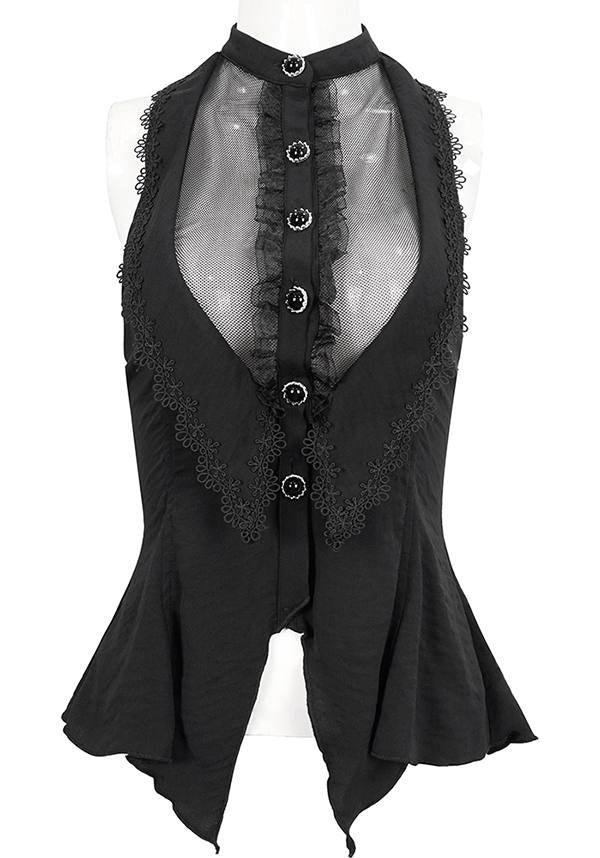 Elegant Chaos | TOP - Beserk - all, all clothing, all ladies clothing, asymmetric, asymmetrical, black, clickfrenzy15-2023, clothing, devil fashion, discountapp, DV300922, fp, googleshopping, goth, gothic, lace, lace up, lacey, ladies clothing, ladies top, mesh, nov22, office, office clothing, plus size, R061122, ruffle, sheer, sleeveless, tees and tops, top, tops, tshirts and tops, womens top