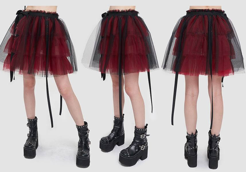 Medusa Punk [Black/Red] | FLARED SKIRT*