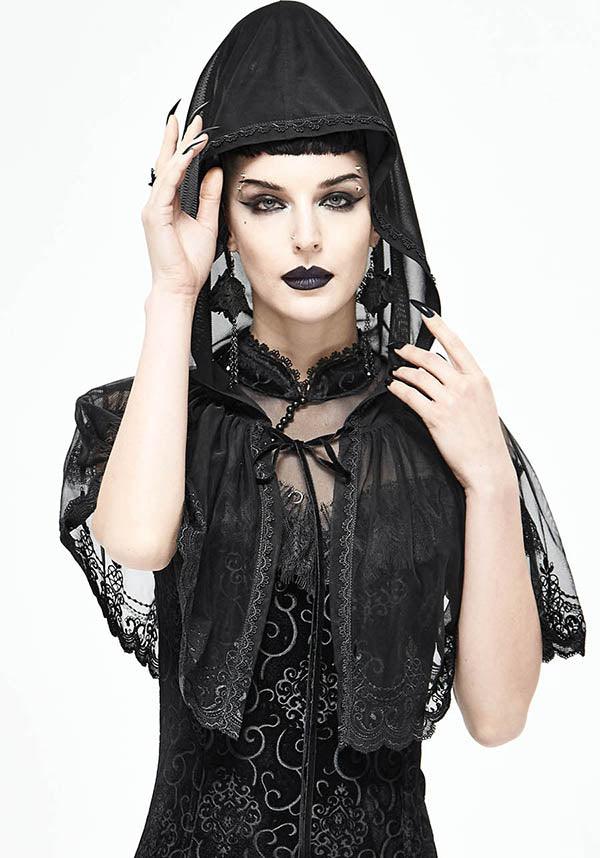 Void Century | HOODED CAPELET - Beserk - all, all clothing, all ladies, all ladies clothing, aug21, black, cape, clickfrenzy15-2023, clothing, discountapp, DV230721, edgy, fp, goth, gothic, hood, hooded, hoodie, hoodies, hoody, lace, lacey, ladies, ladies clothing, ladies outerwear, outerwear, R310821, renaissance, womens hoodie