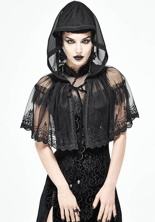 Void Century | HOODED CAPELET - Beserk - all, all clothing, all ladies, all ladies clothing, aug21, black, cape, clickfrenzy15-2023, clothing, discountapp, DV230721, edgy, fp, goth, gothic, hood, hooded, hoodie, hoodies, hoody, lace, lacey, ladies, ladies clothing, ladies outerwear, outerwear, R310821, renaissance, womens hoodie